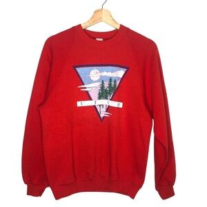 VINTAGE 80s Super Weights by Russell Red Utah Souvenir Sweatshirt Med Moon
